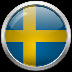 Fototapeta premium Swedish flag glass button vector illustration