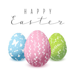 Easter greeting card with colored eggs