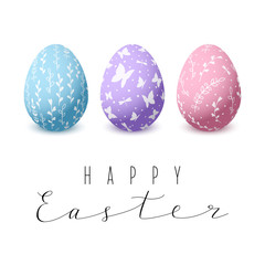 Easter greeting card with colored eggs