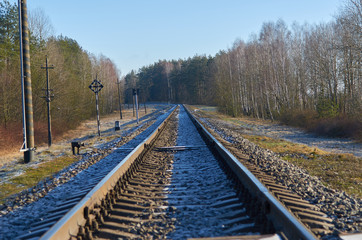 Fototapeta premium Little January, a journey, a railway