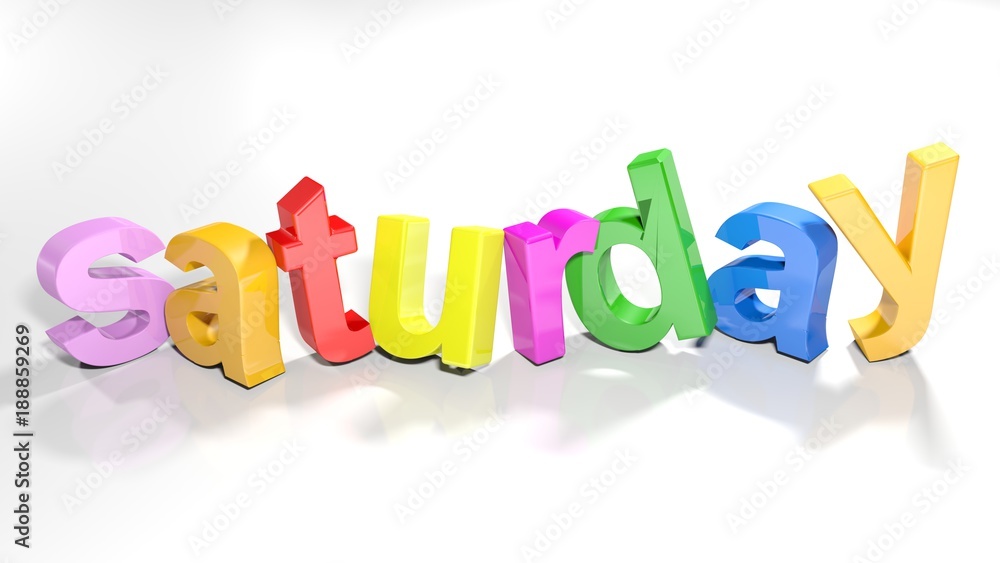 Poster saturday colorful 3d write - 3d rendering
