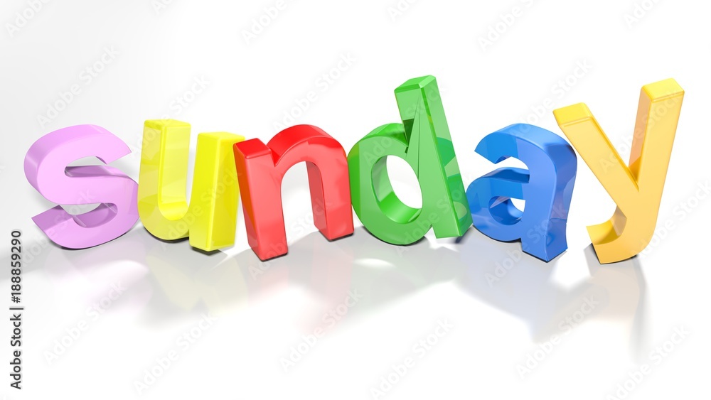 Poster sunday colorful 3d write - 3d rendering