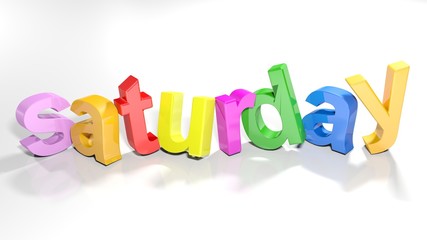 saturday colorful 3D write - 3D rendering