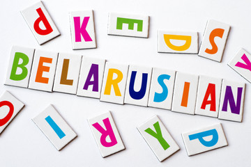 word Belarusian made of colorful letters