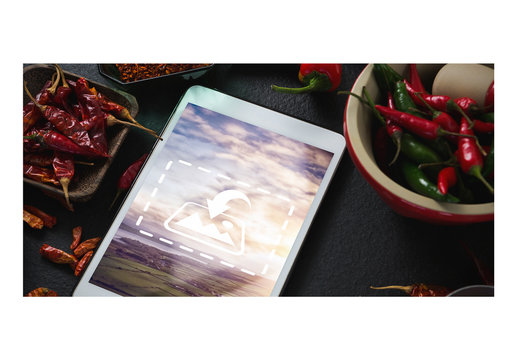 Tablet Mockup with Hot Peppers 1