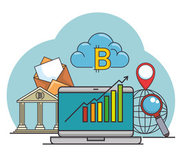 blockchain business set icons vector illustration design