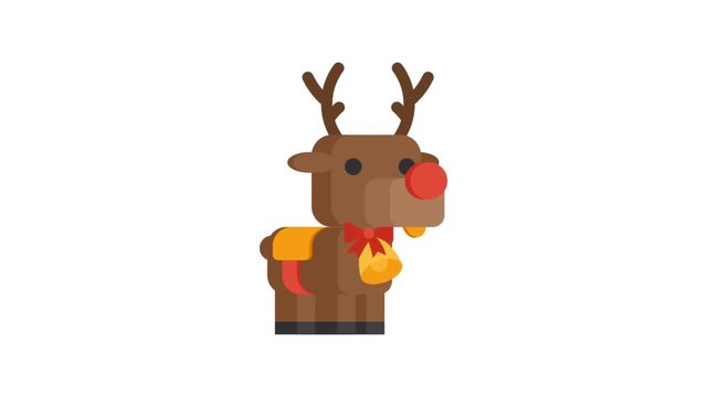 Reindeer with bell and walking Christmas character