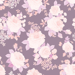 Floral bouquet seamless pattern. Flower rose background. Garden texture