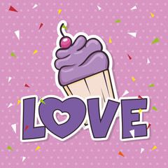 delicious cupcake pop art vector illustration design