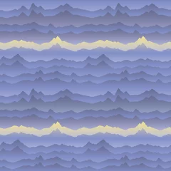 Printed roller blinds Mountains Abstract wavy mountain skyline background. Cardio effect Seamles