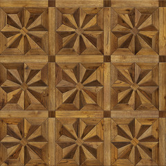 Natural wooden background eight-pointed star, grunge parquet flooring design seamless texture for 3d interior