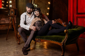 Obraz premium Couple of actors in dressing room