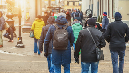 Fototapeta premium People on the streets of St. Petersburg in the winter