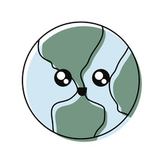 kawaii earth planet icon 