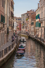Fototapeta na wymiar Beautiful homes along the canal in Venice, Italy