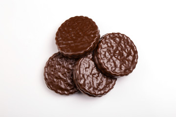 Chocolate chip cookies isolated on white background
