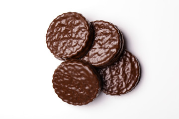 Chocolate chip cookies isolated on white background