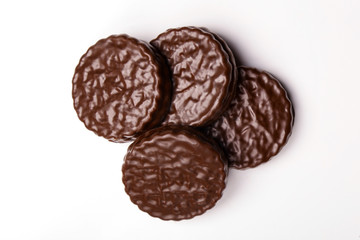 Chocolate chip cookies isolated on white background