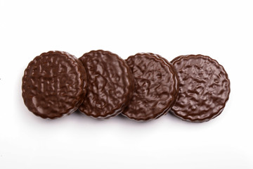 Chocolate chip cookies isolated on white background