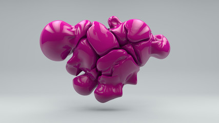 heart consisting of molten balls. 3D.