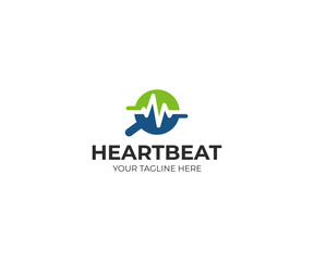 Magnifier and heartbeat logo template. Pulse trace and loupe vector design. Medical illustration