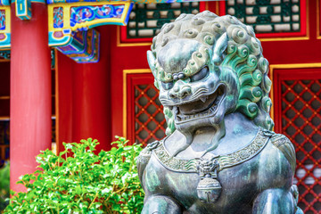 Chinese guardian lion. Located near Wenchang Pavilion. Located in The Summer Palace, Beijing, China.