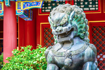 Chinese guardian lion. Located near Wenchang Pavilion. Located in The Summer Palace, Beijing, China.