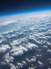 Photo of clouds and space from a high-altitude balloon