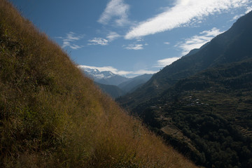 View of a valley in the Himalayas