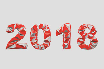 Red 2018 digits date polygons