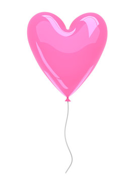Pink balloon isolated on white - 3d render