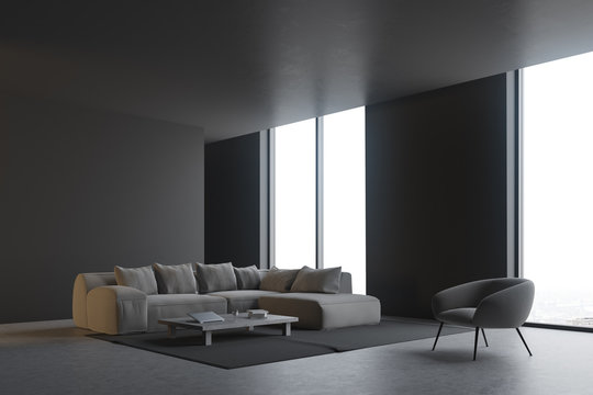 Gray living room corner