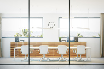 Glass meeting room interior
