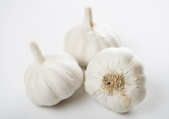 Garlics on white background. Food Isolated.