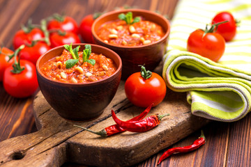 Indian Tomato Rasam with lentil, mint, cilantro and cashew