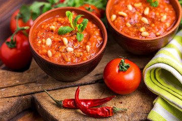 Indian Tomato Rasam with lentil, mint, cilantro and cashew
