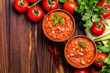 Indian Tomato Rasam with lentil, mint, cilantro and cashew