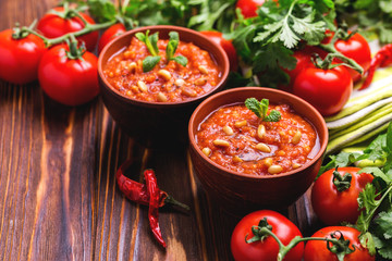 Indian Tomato Rasam with lentil, mint, cilantro and cashew