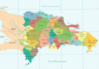 Dominican Republic Map - Detailed Vector Illustration