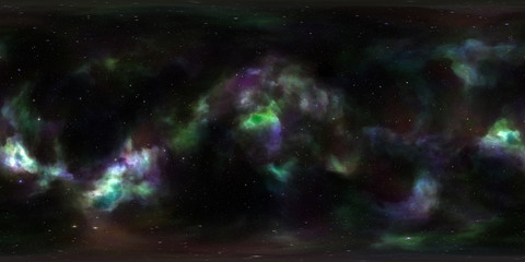 Deep space, stars and nebula. Spherical environment HDRI map, 360 degrees panorama, equirectangular projection 