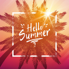 Hello summer background with palm and frame © 3d_kot
