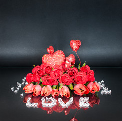 Valentine's Day floral arrangement with a diamond inscription 