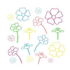 Set of floral icon in flat design. vector illustration on white