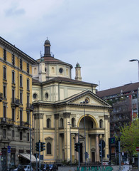 Fototapeta na wymiar an ancient church in the historic district of porta nuova in Milan, Italy