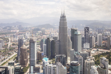 Fototapeta na wymiar City center with Petronas twin towers, Kuala Lumpur skyline