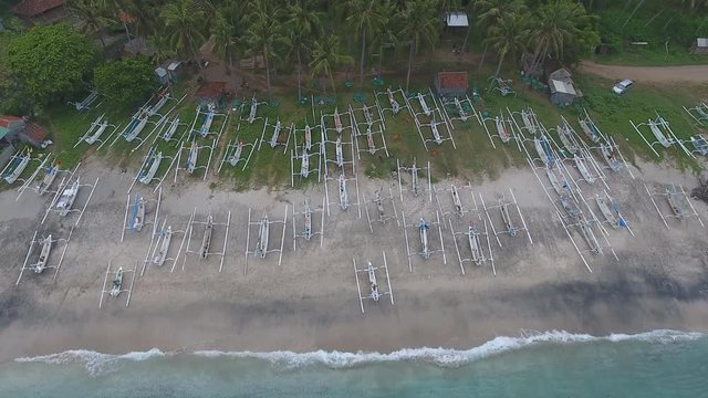 Aerial view of Traditional balinese fishing boats in Bali, Indonesia, Asia