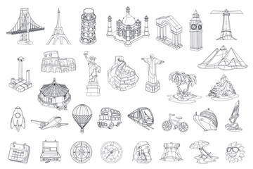 Travel, tourist attraction. vector icon set © Natis