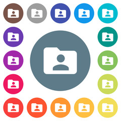 Folder owner flat white icons on round color backgrounds