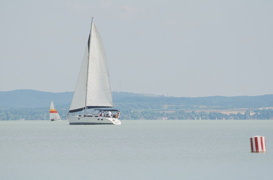 White Sailboat on Lake Balaton