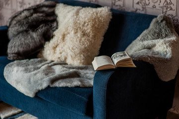 fur cushions in the interior